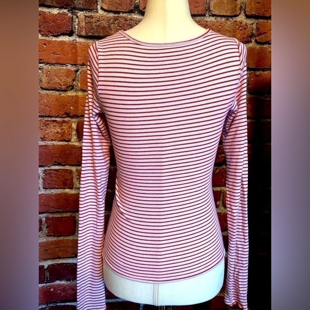 Hollister Red Striped Must Have Collection Long Sleeved Top Small S - Picture 3 of 4